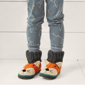 Garnet Hill Fox Face Wool Slipper Boots in Orange and Gray